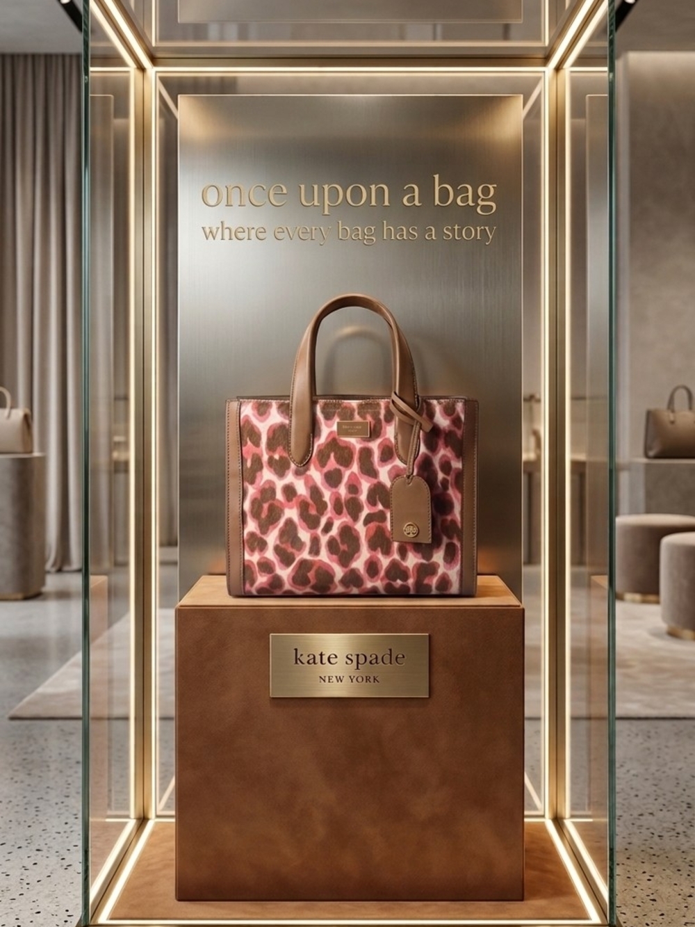 kate spade Pink Leopard Print Leather-Trim Tote